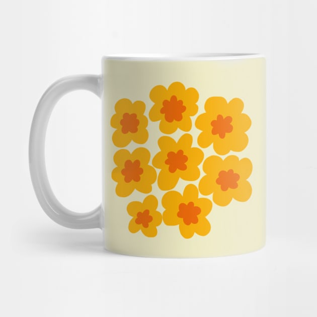 70s retro hippie flowers in yellow and orange by Natalisa